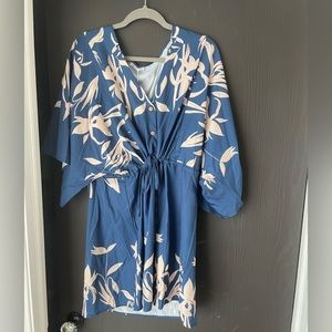 Loose button front empire waist dress